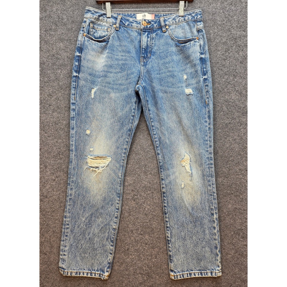 Cabi Malibu Jean Womens 6 Blue Excellent Distressed Straight Leg Denim 6283